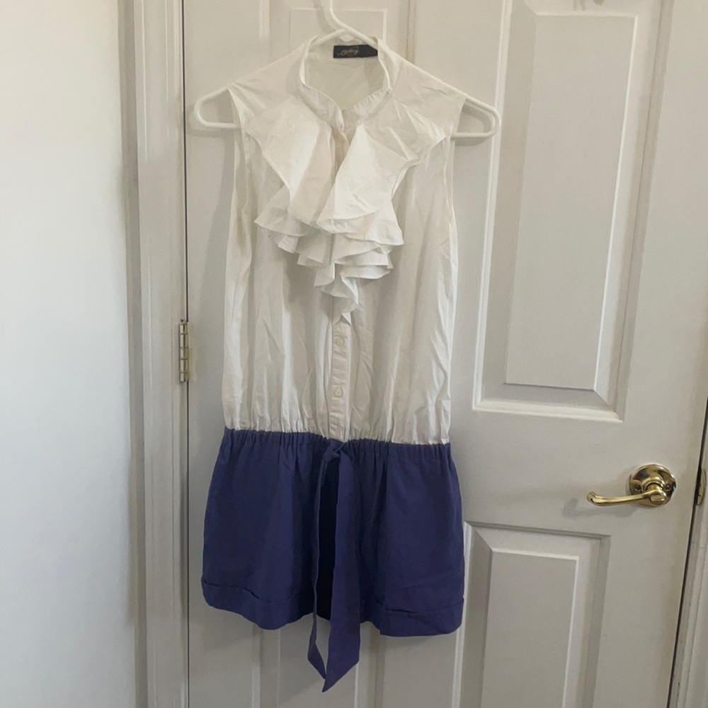 Women’s Purple and White Sleeveless Romper